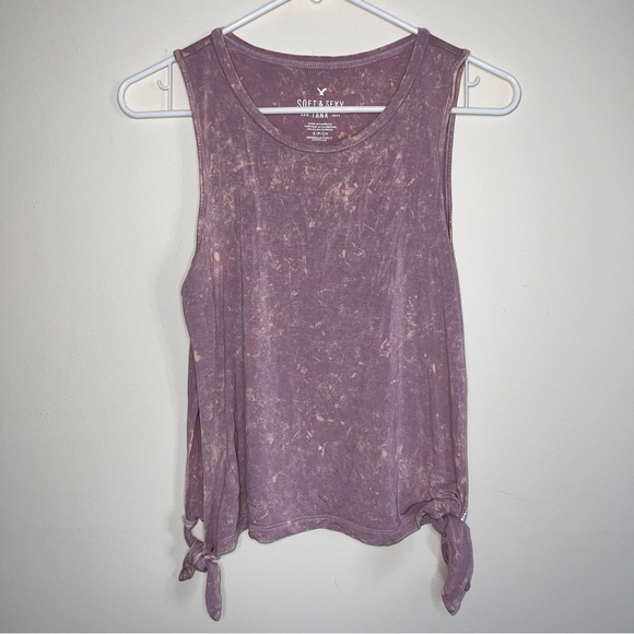 American Eagle Soft & Sexy Side Slit with Tie Purple Marbled Tank Size Small - Picture 5 of 8